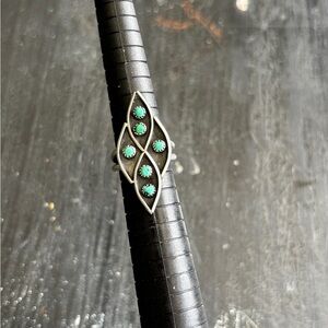sterling silver turquoise snake eye triangle ring